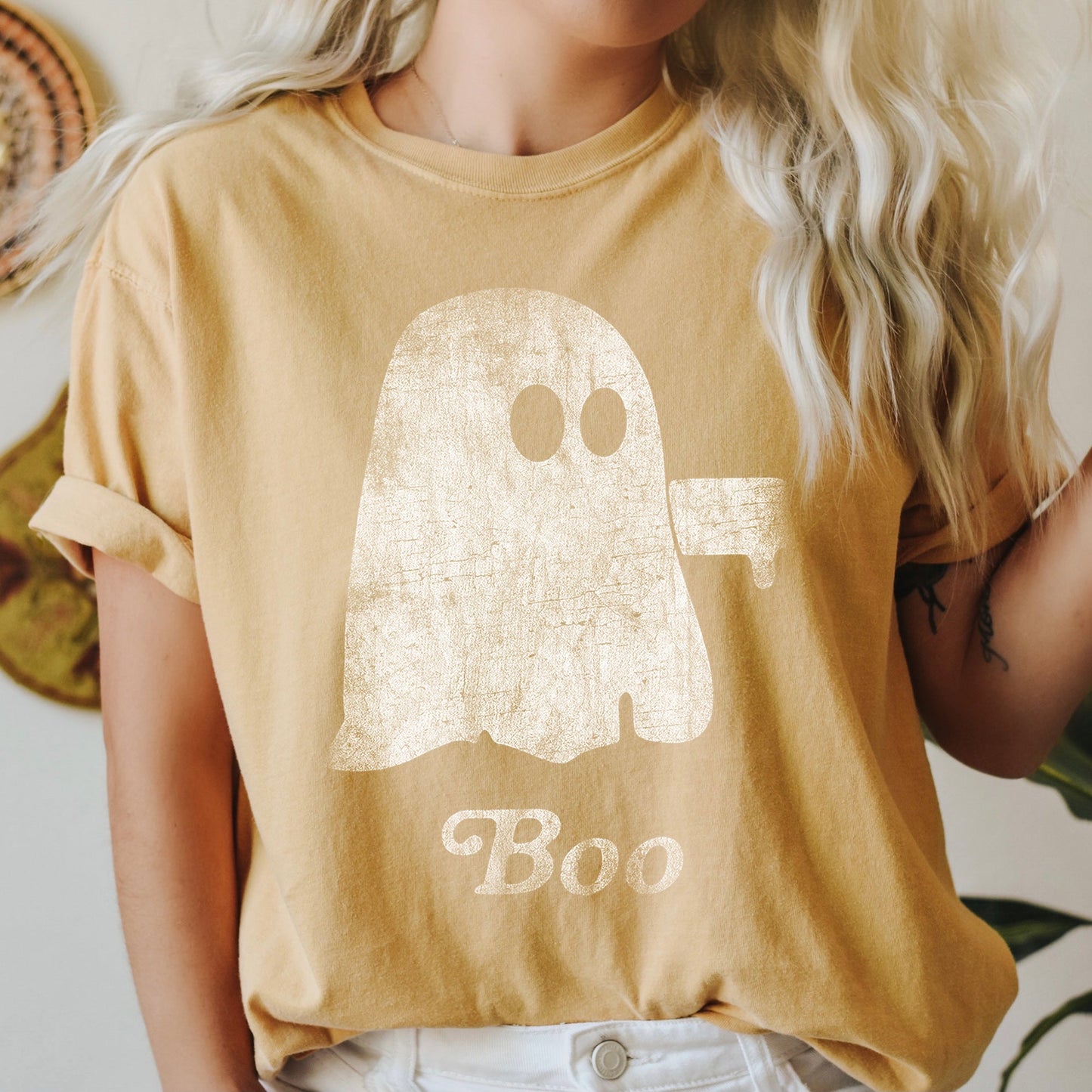 Boo Retro Ghost Comfort Colors Tshirt