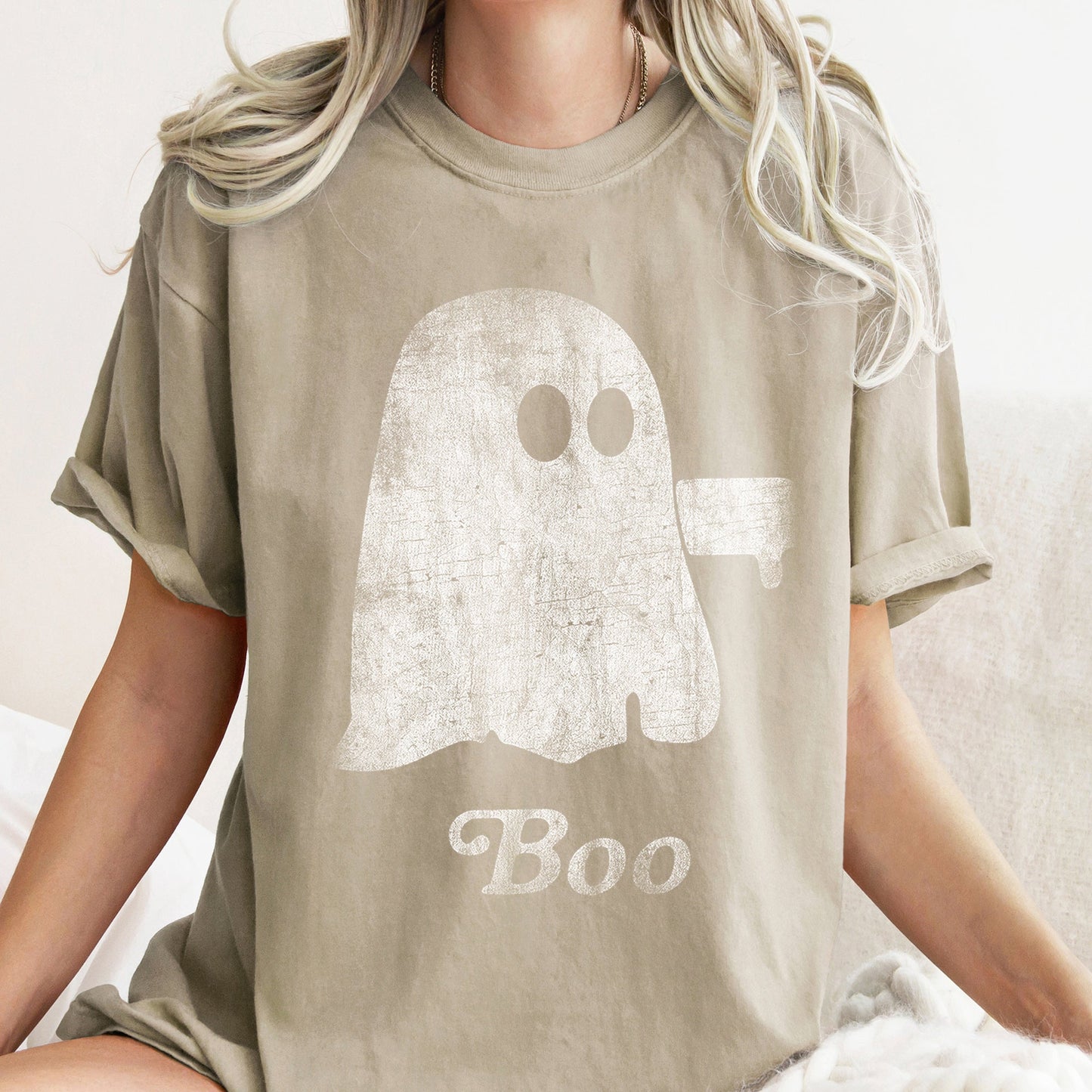 Boo Retro Ghost Comfort Colors Tshirt