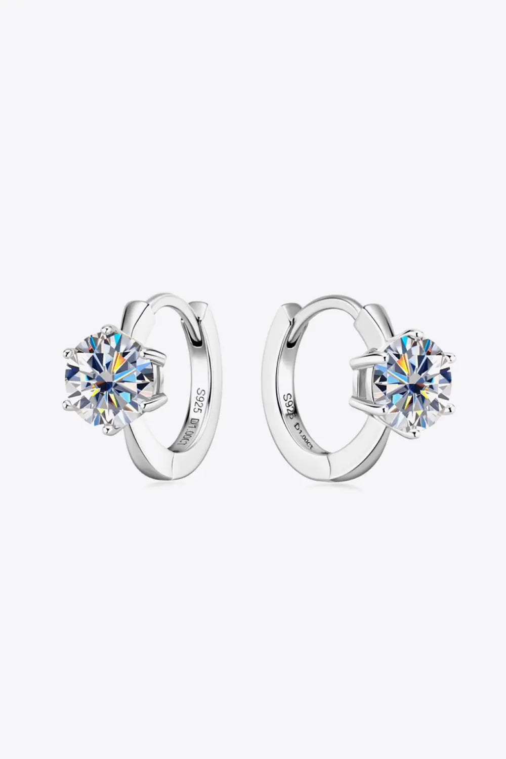 2 Carat Certified Moissanite Sterling Silver Huggie Earrings