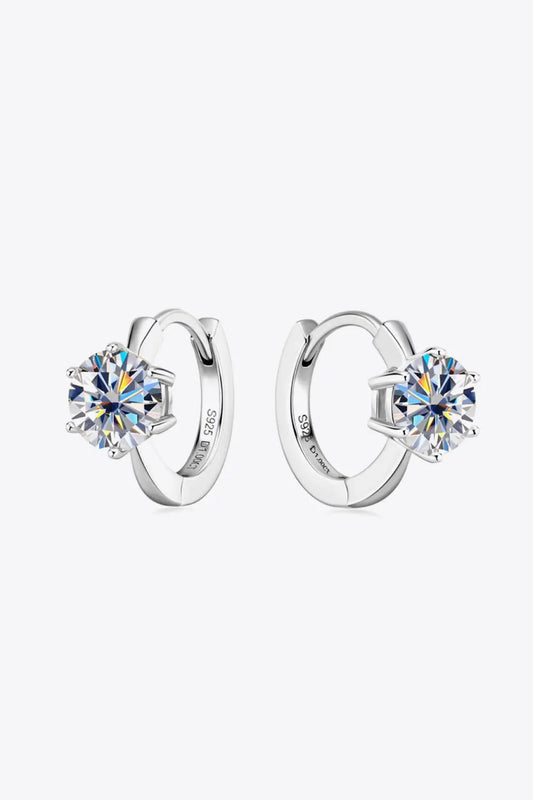 2 Carat Certified Moissanite Sterling Silver Huggie Earrings