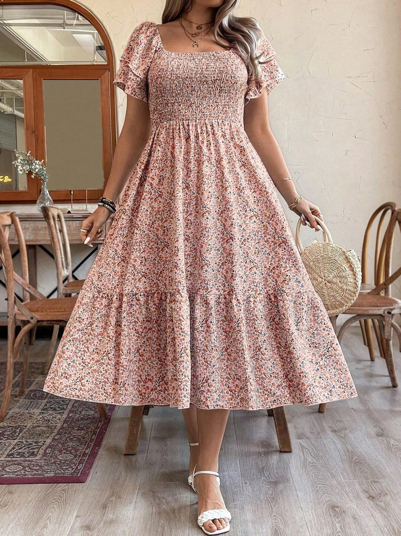 Women's Plus Size Backless Midi Dress